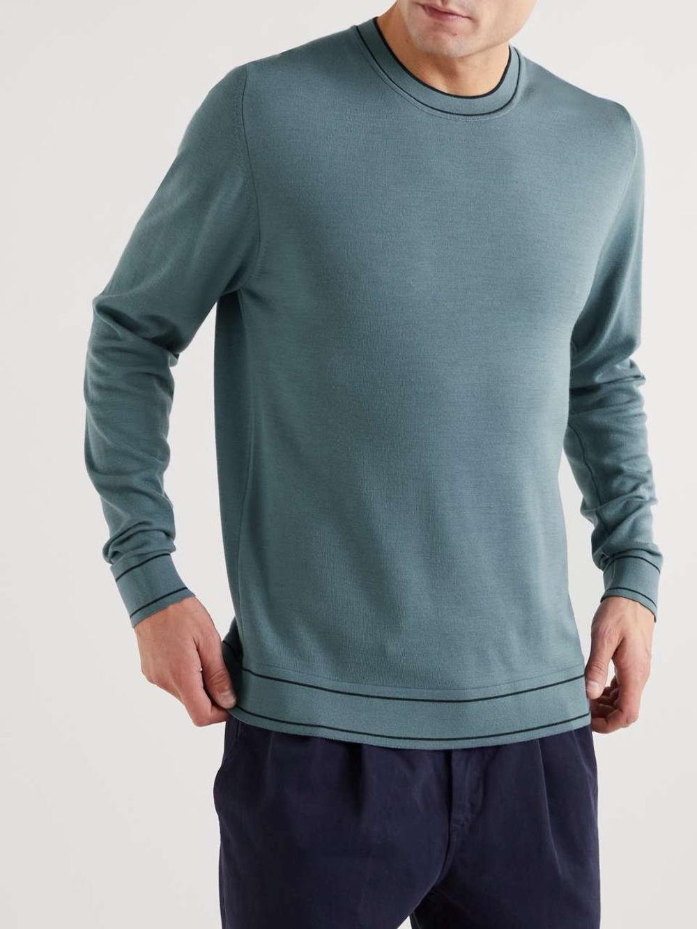 Mr P. Wool Sweater Light Blue Long-Sleeve Crewneck Sweater size XL